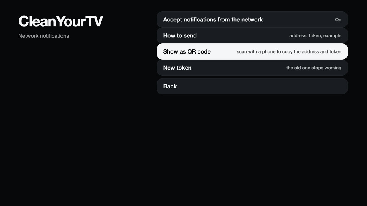 The Network notifications menu in the manager app