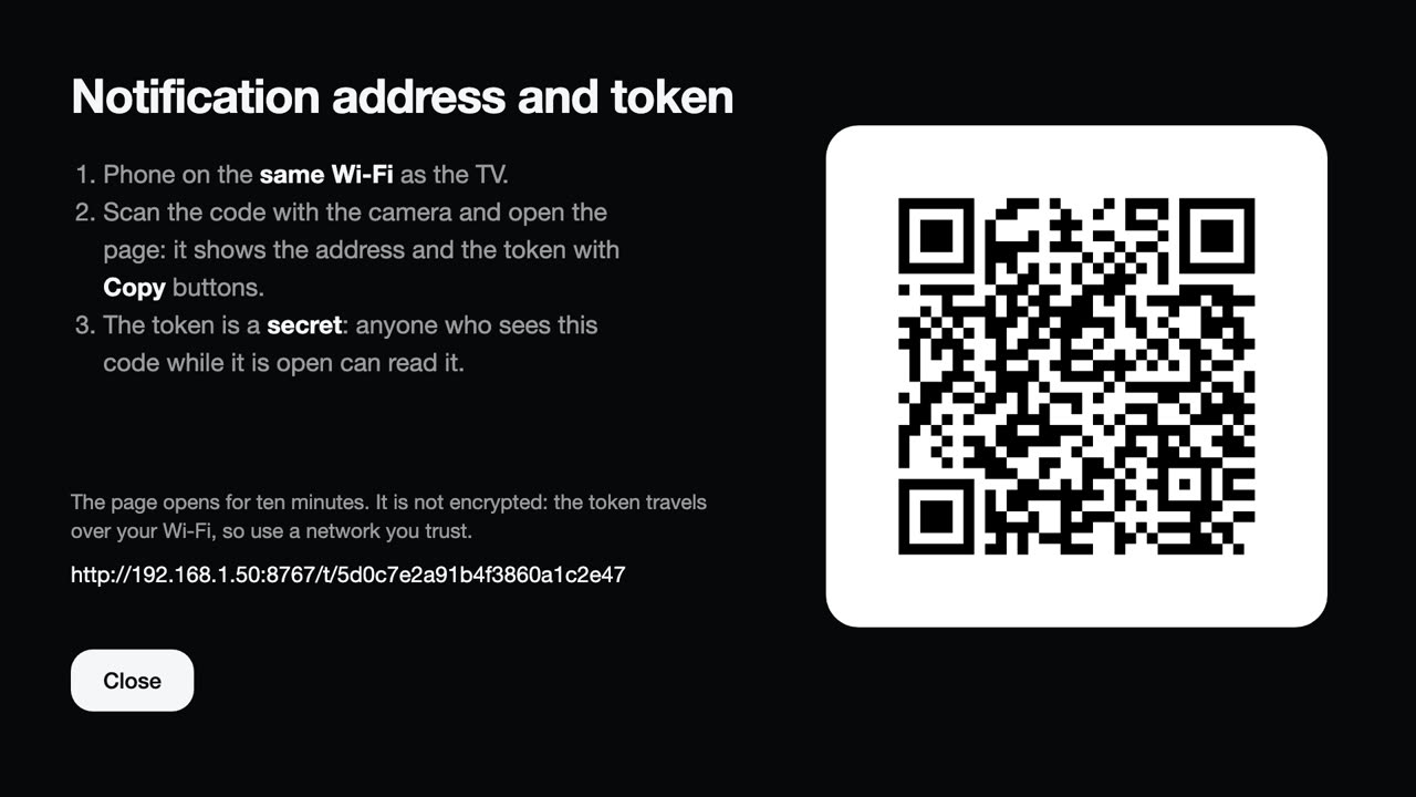 The QR code on the TV