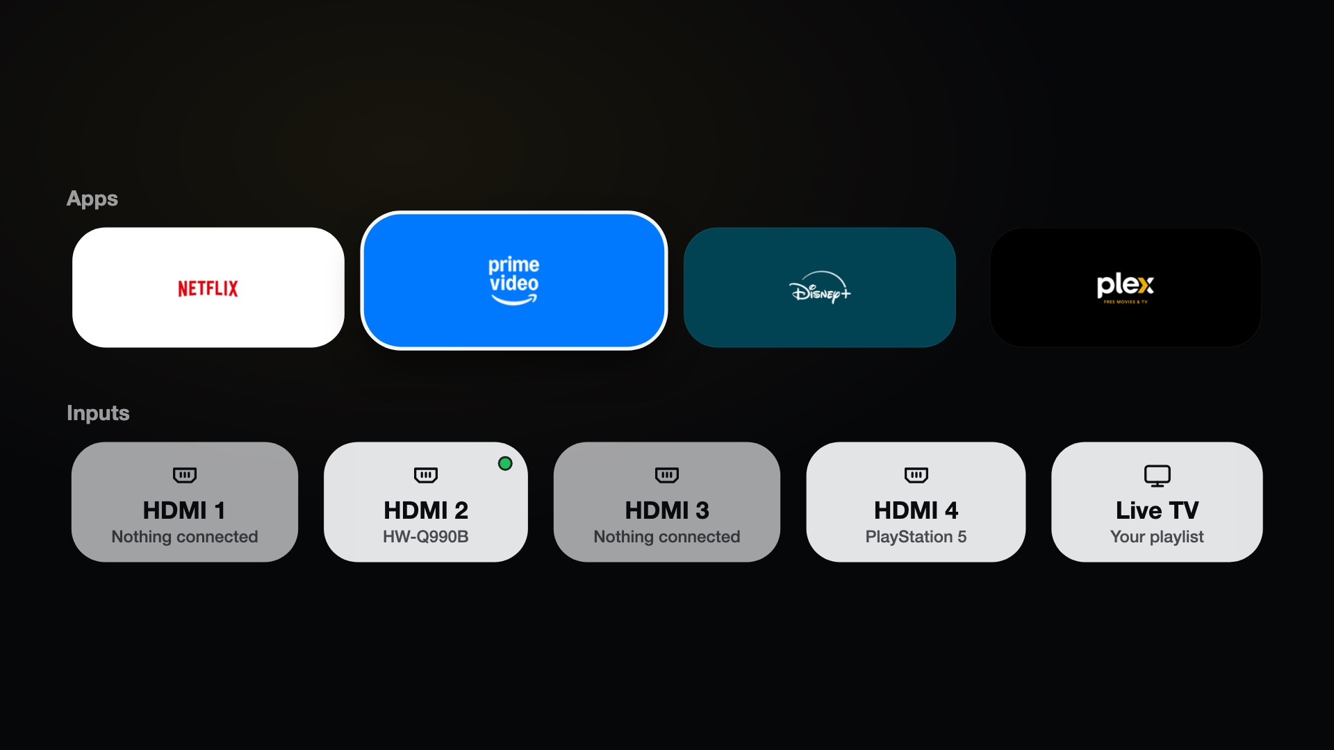 Inputs picker on the Input key